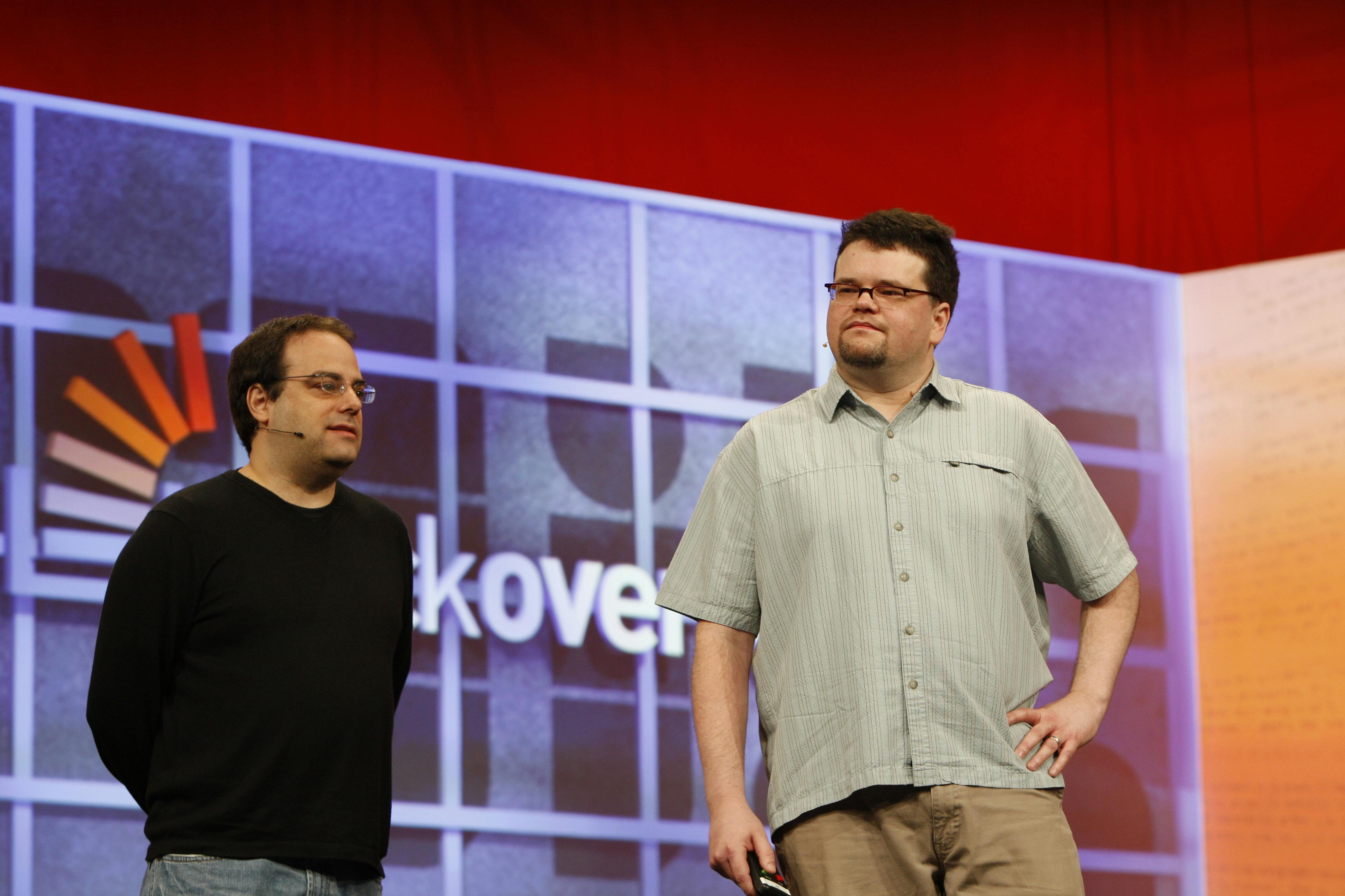 Joel_Spolsky_and_Jeff_Atwood_present_during_keynote_demo._(3366372222).jpg