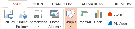 Ins ert tab in PPT > Shapes