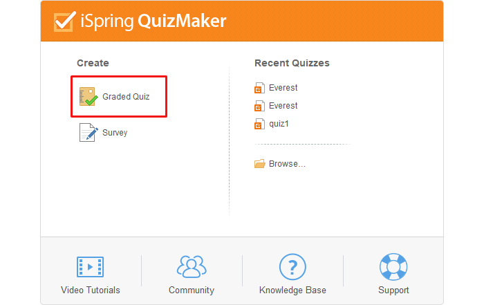 iSpring QuizMaker menu