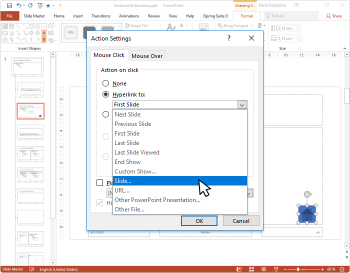 Hyperlink to a slide in PowerPoint