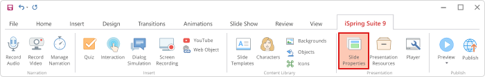 Slide Properties in iSpring Suite