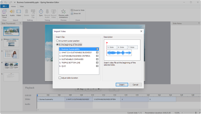 Import video window in iSpring Suite