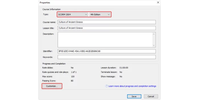 4th edition of SCORM 2004 option in iSpring Suite