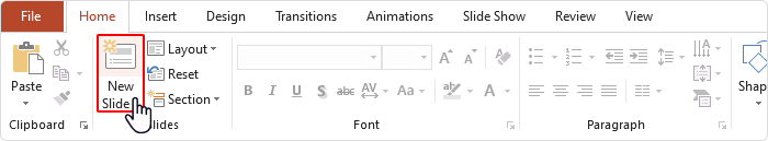 New Slide option in PowerPoint