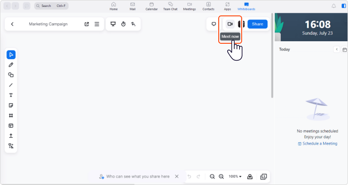 Collaborative whiteboarding in Zoom