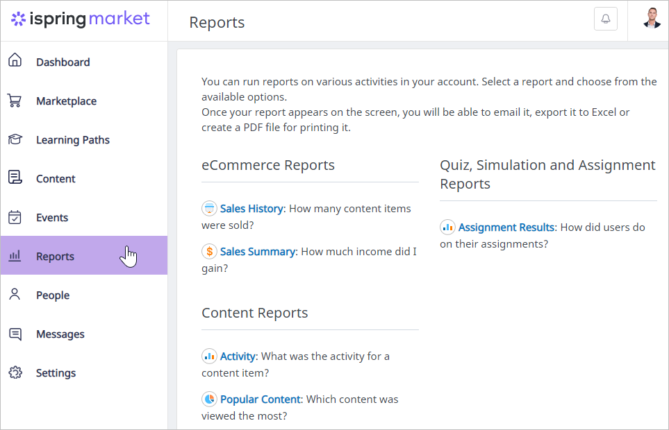 Google Analytics in iSpring Market