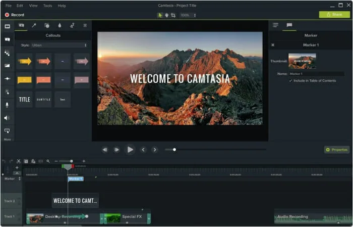 Camtasia home page.